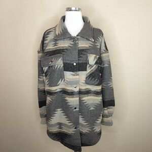Fornia Fleece Aztec Southwest Shirt Jacket Shacket Oversize